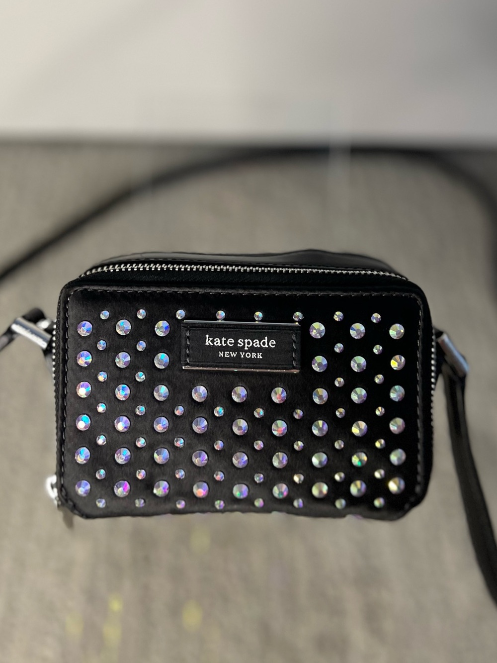 Kate Spade Black Studded Mini Crossbody bag wallet